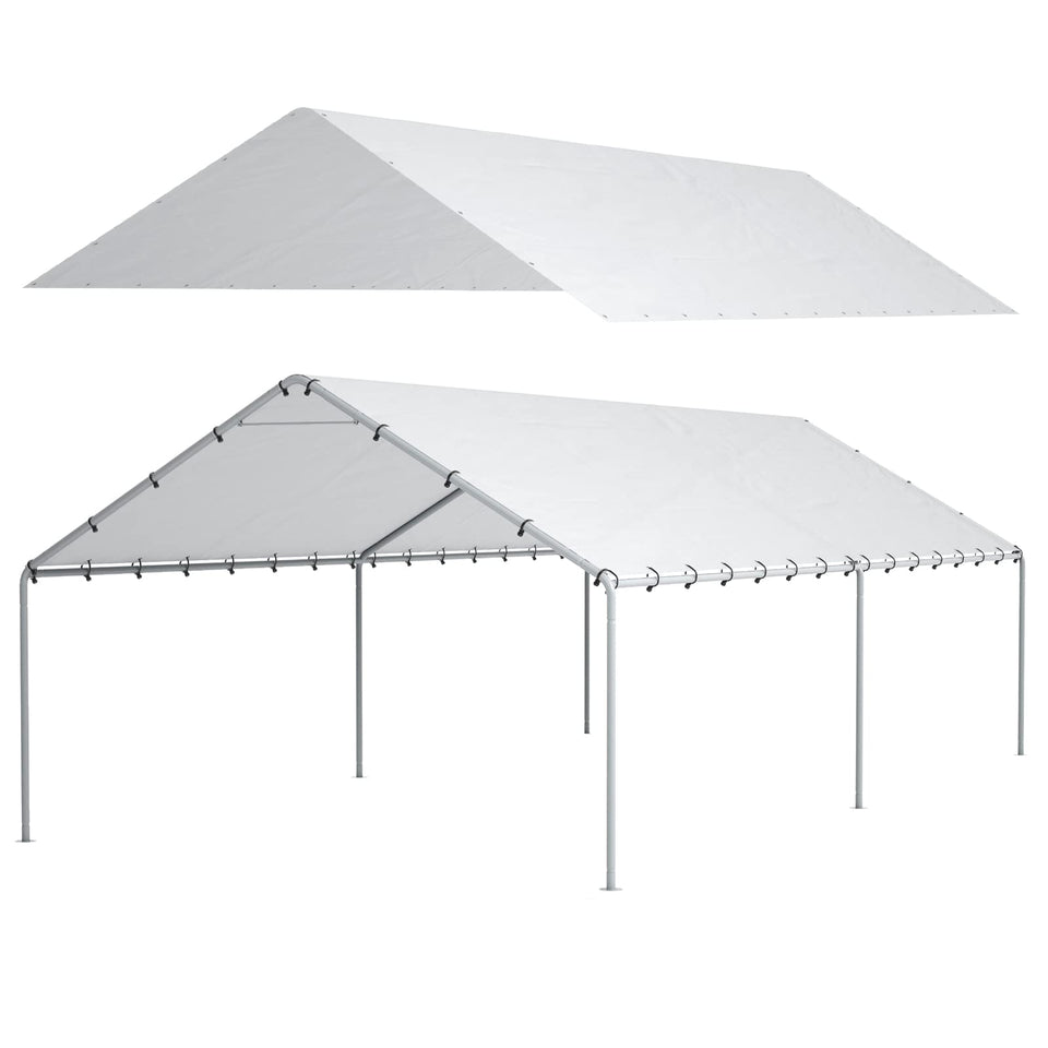 DWALE 10x20 carport cover top panel offers weather protection for vehicles.