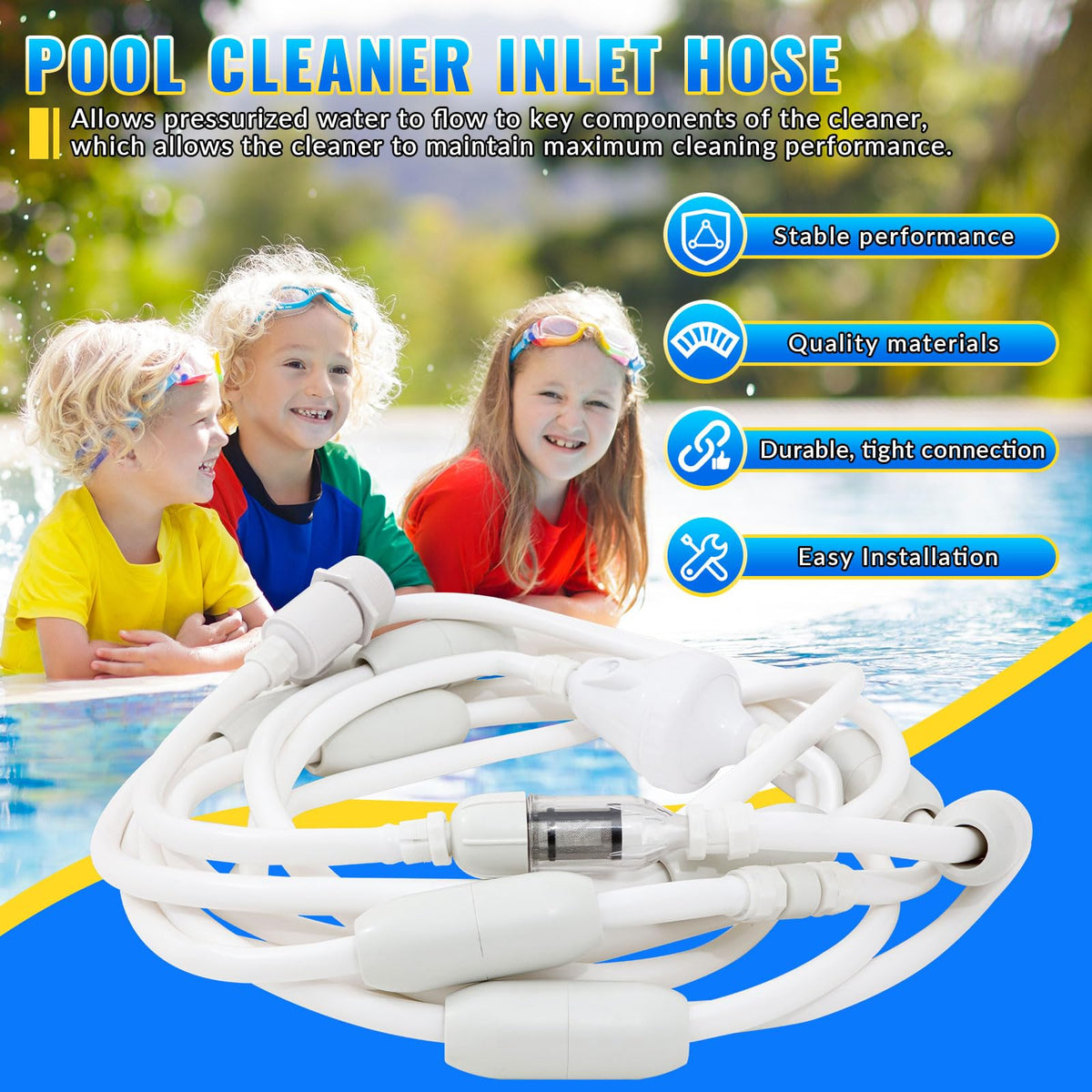 DWALE pool cleaner feed hose total length 32-8 feet for flexible setups
