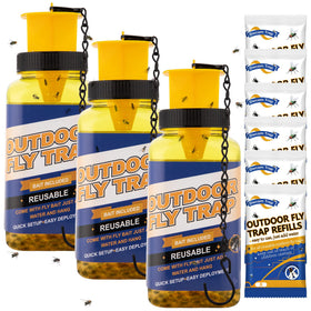 Dwcom Trap 3 Pack fly trap outdoors bottle ready for use to curb flies