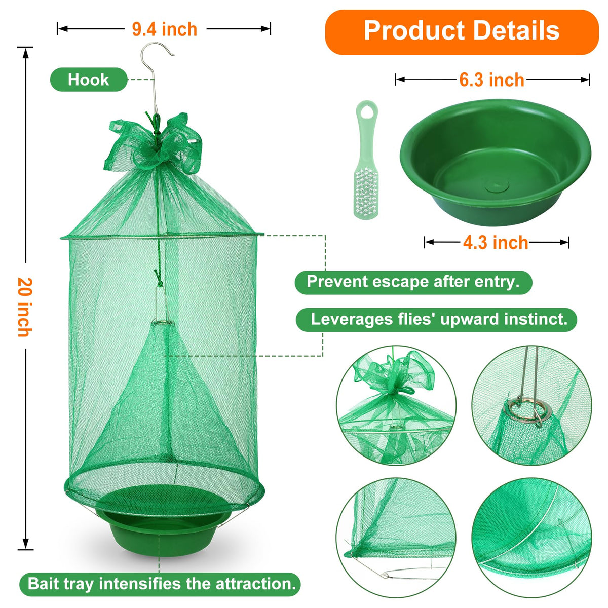 Dwcom Trap cleaning brush included for quick outdoor maintenance.