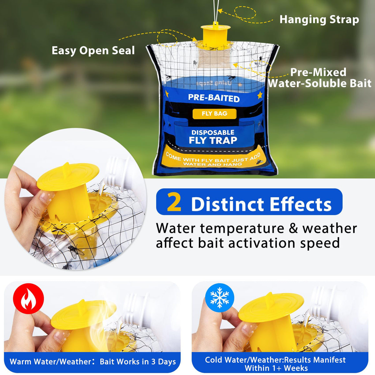 Dwcom Trap big fly traps bags 4-pack high capacity for crowded areas