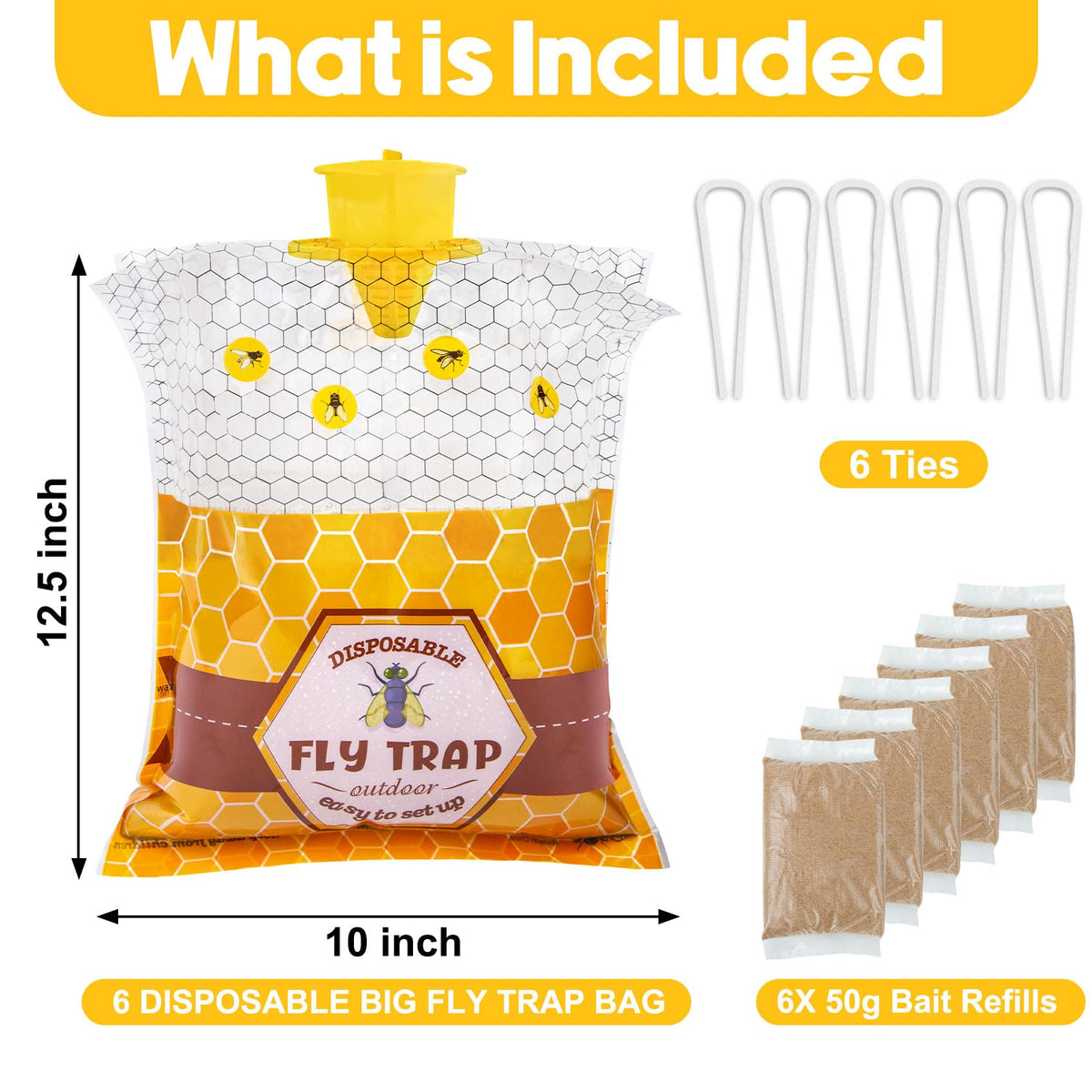 Dwcom Trap disposable fly bags with quick setup for easy use.