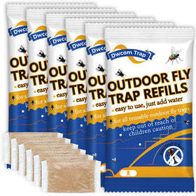Dwcom Trap fly bait refill 6x1.06oz ready for outdoor use with reusable traps.