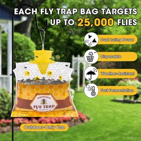 Dwcom Trap high-capacity bag holds up to 25,000 flies.