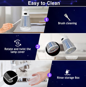 Dwcom Trap LED bug zapper easy-clean brush helps maintain the collection box.