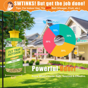Dwcom Trap natural bait refill attracts flies in garden spaces.