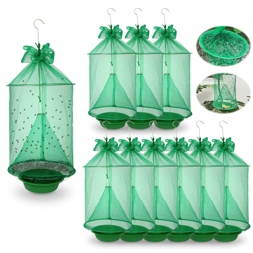 Dwcom Trap ranch fly trap hanging setup reduces outdoor fly nuisances