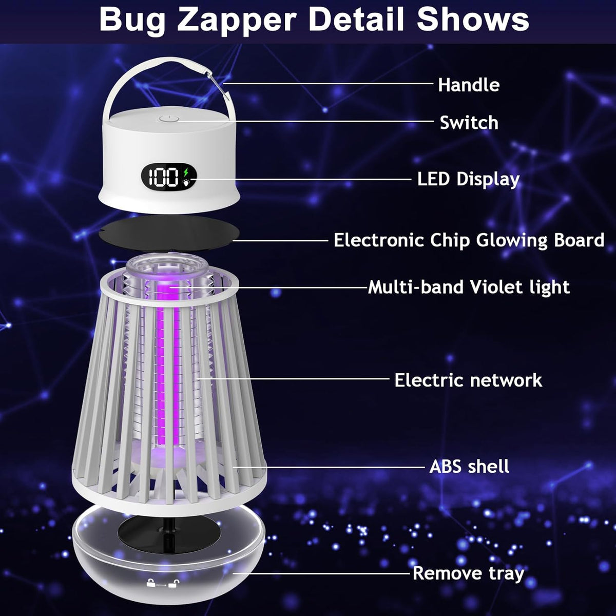 Dwcom Trap violet LED light attracts pests at night
