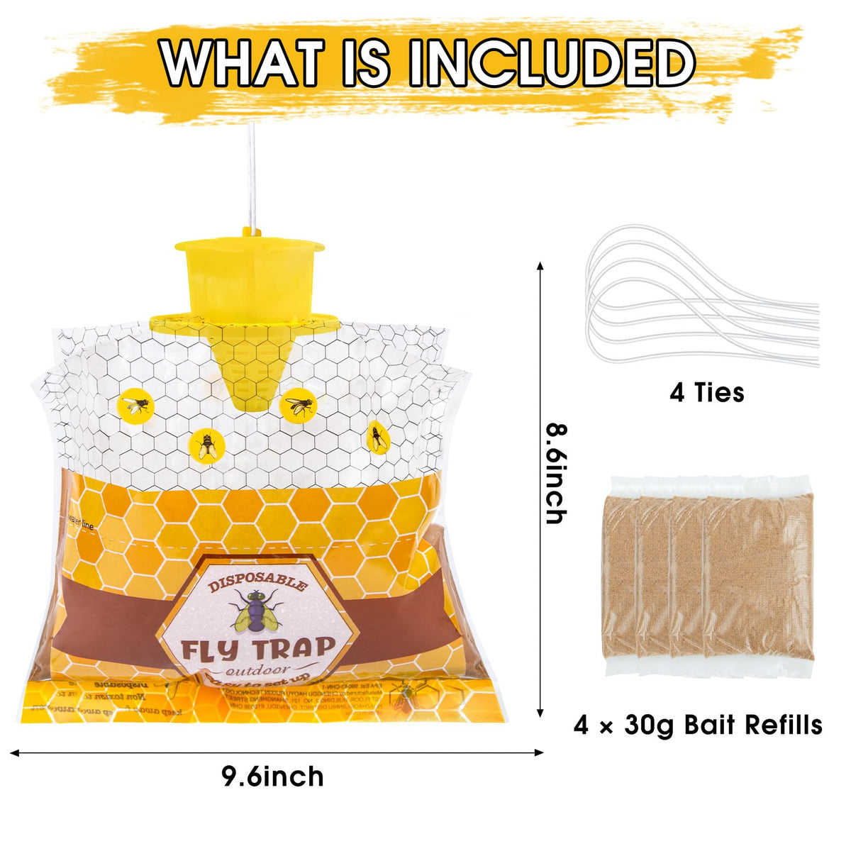 Dwcom Trap yellow exterior attracts flies for quick capture.