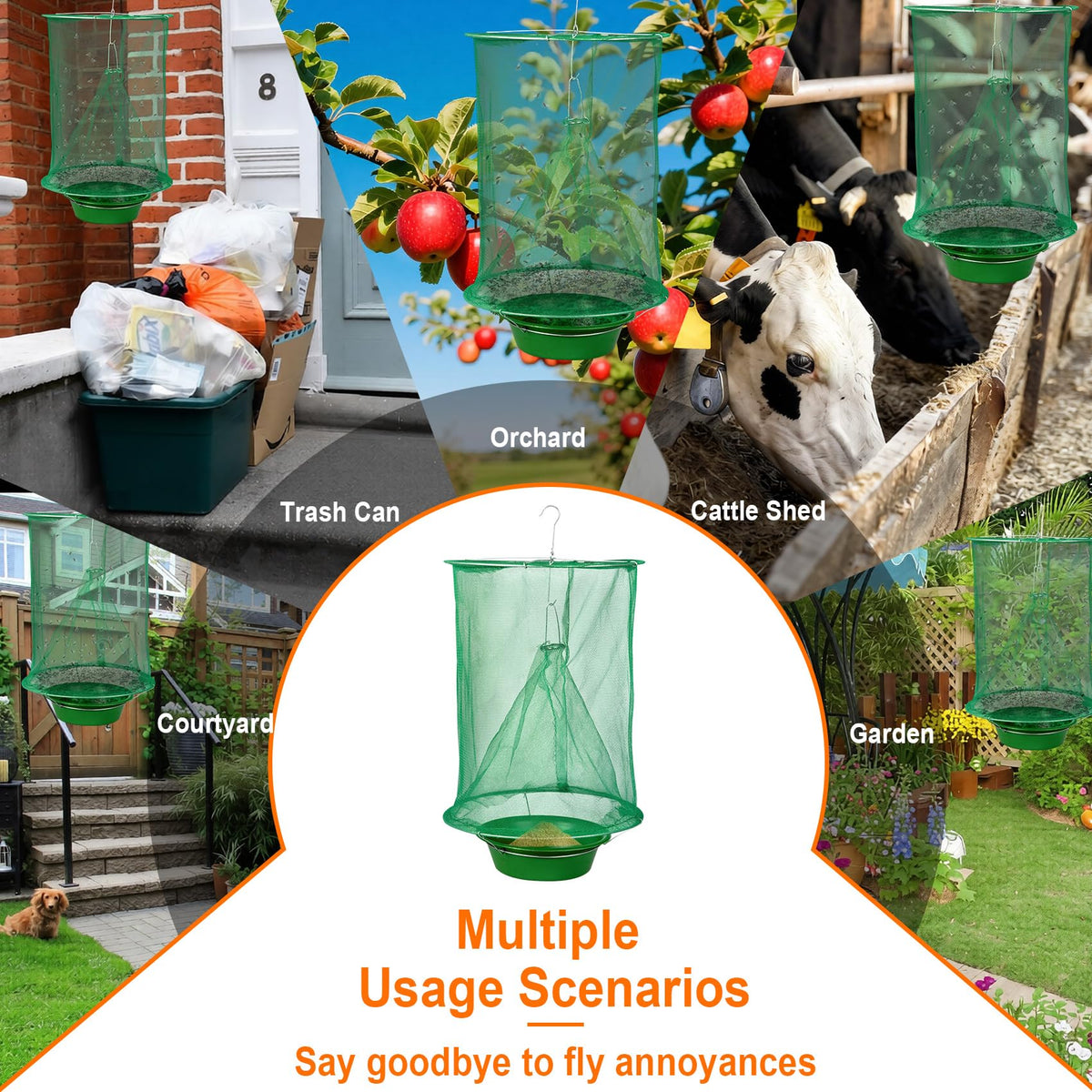 Dwcom Trap 4 Pack in garden setup demonstrates effective fly control.