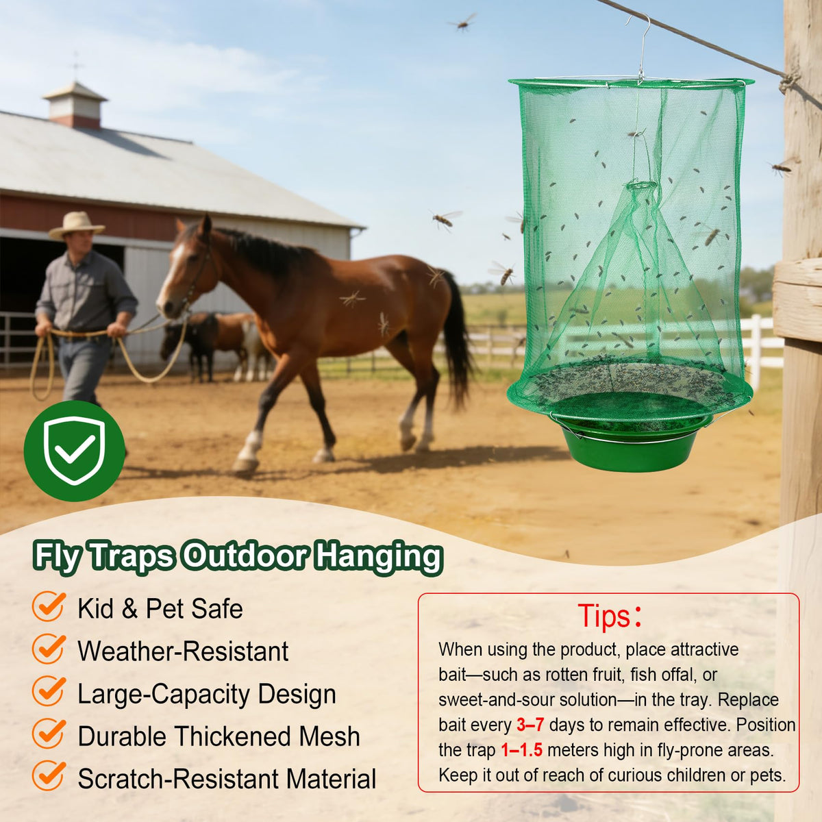 Dwcom Trap easy hanging installation in yard or stable.