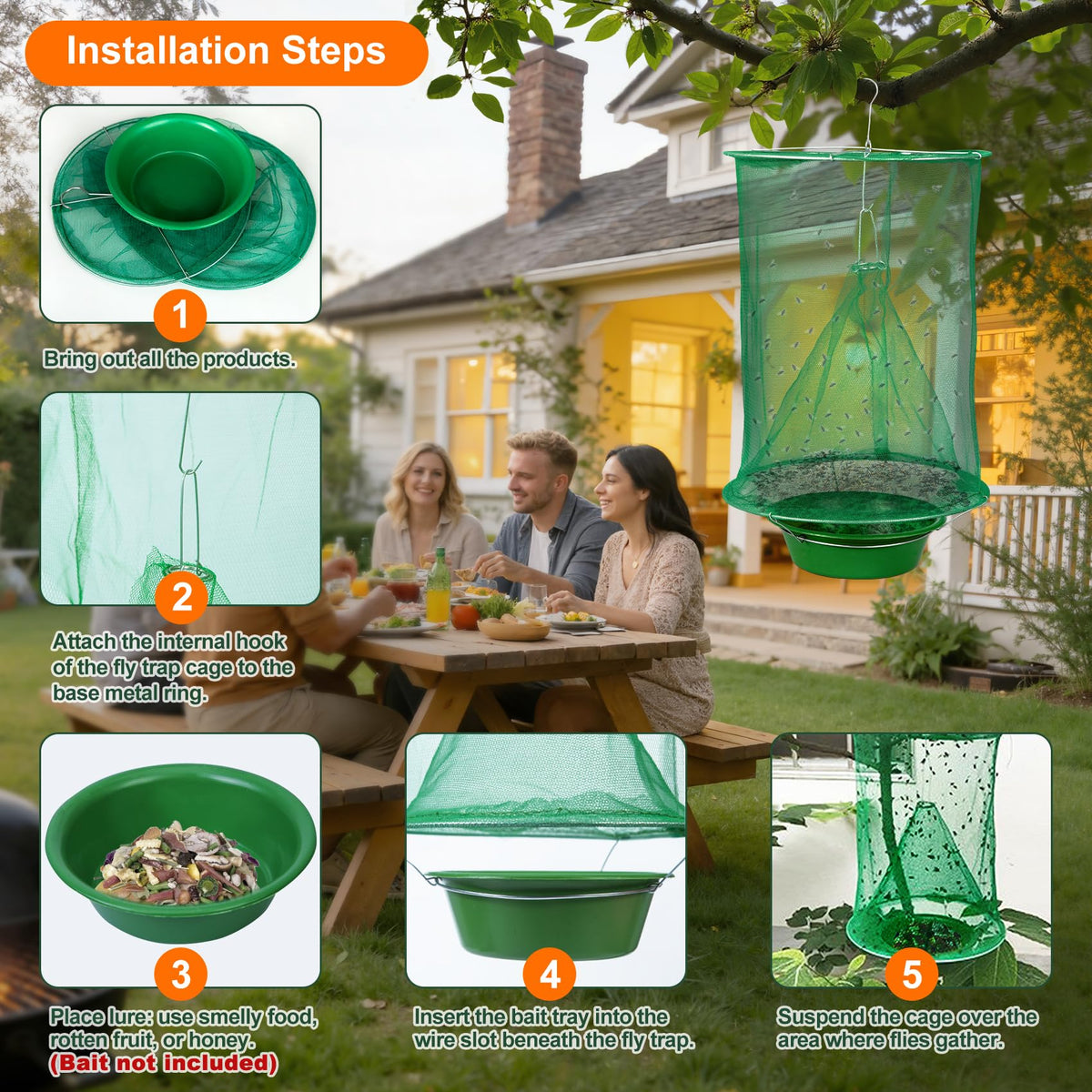Dwcom Trap versatile use in orchard, barn, and garden settings.