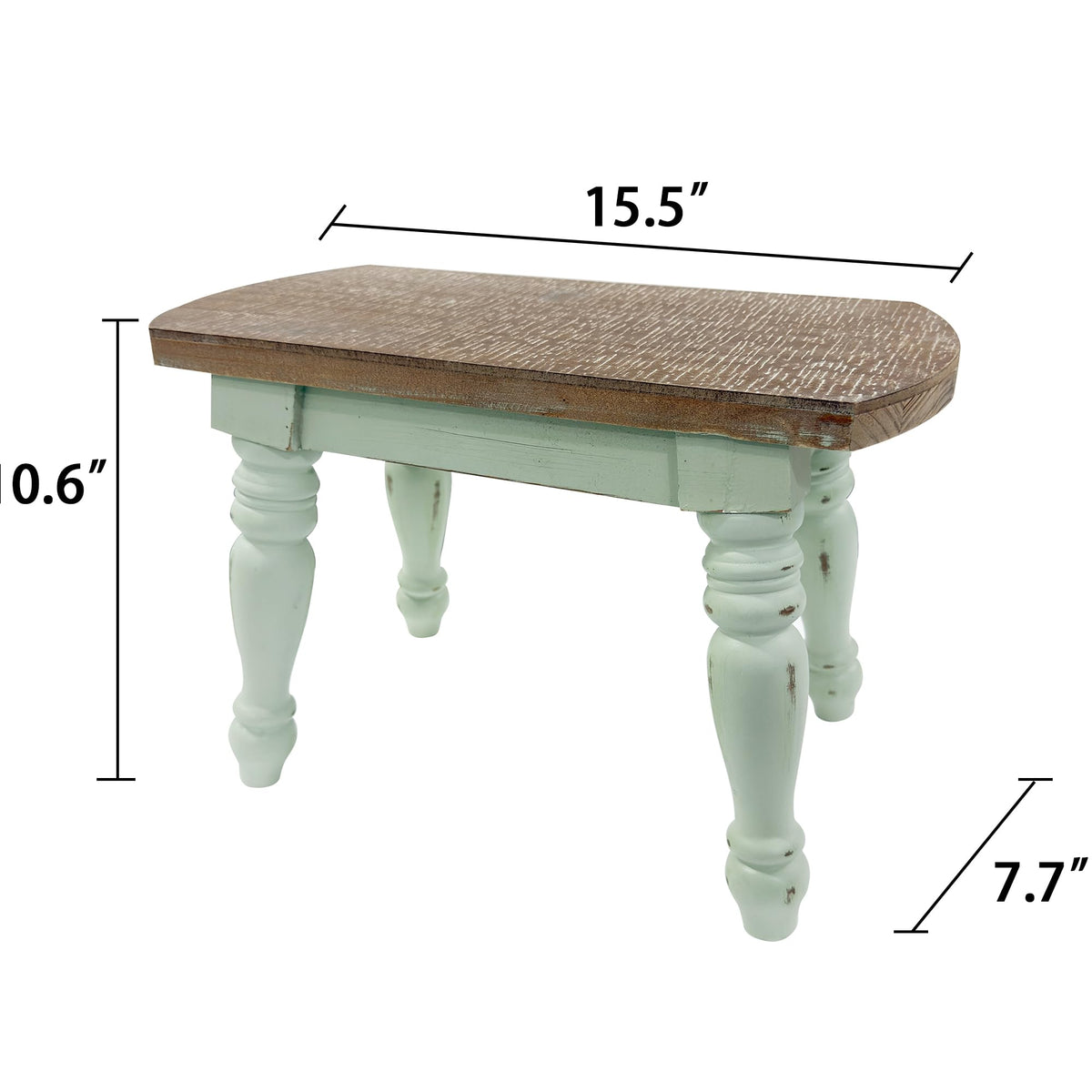 Dwellington distressed wood finish in green adds rustic charm