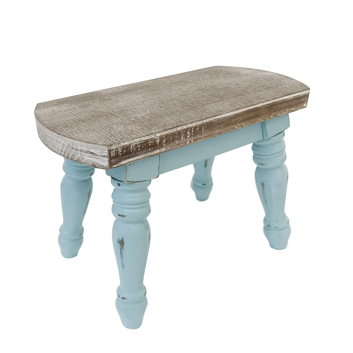 Dwellington Farmhouse Step Stool front view highlights sturdy solid wood for high shelves