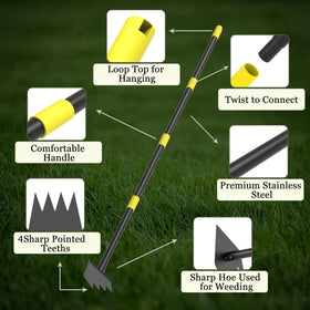DwelSpire garden hoe with rust-resistant coating for damp conditions.