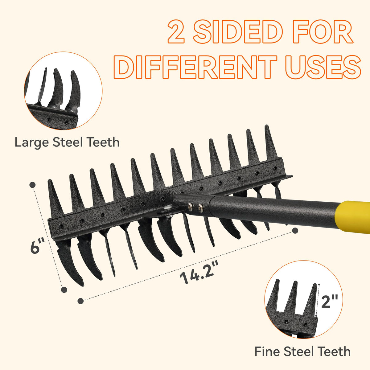 DwelSpire heavy-duty yard rake for efficient leaf gathering and debris clearing.