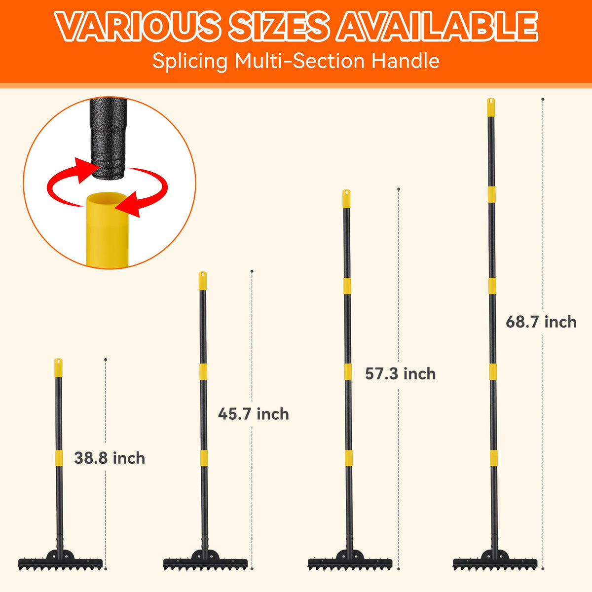 DwelSpire stainless steel handle assembly showing tool-free length adjustment.