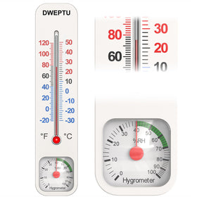 DWEPTU outdoor-indoor thermometer hygrometer wall-mount shows temperature and humidity at a glance