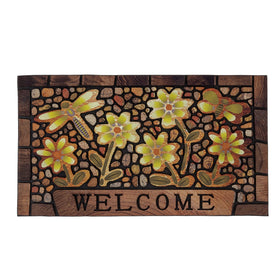 DWKKX durable door mat at the front door with non-slip backing for safety.