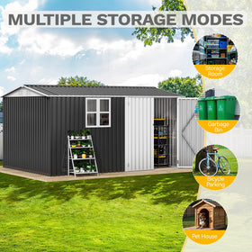 DWVO 12x8ft shed bicycle storage inside the unit.