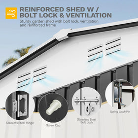 DWVO 12x8ft shed lockable double doors for secure storage.
