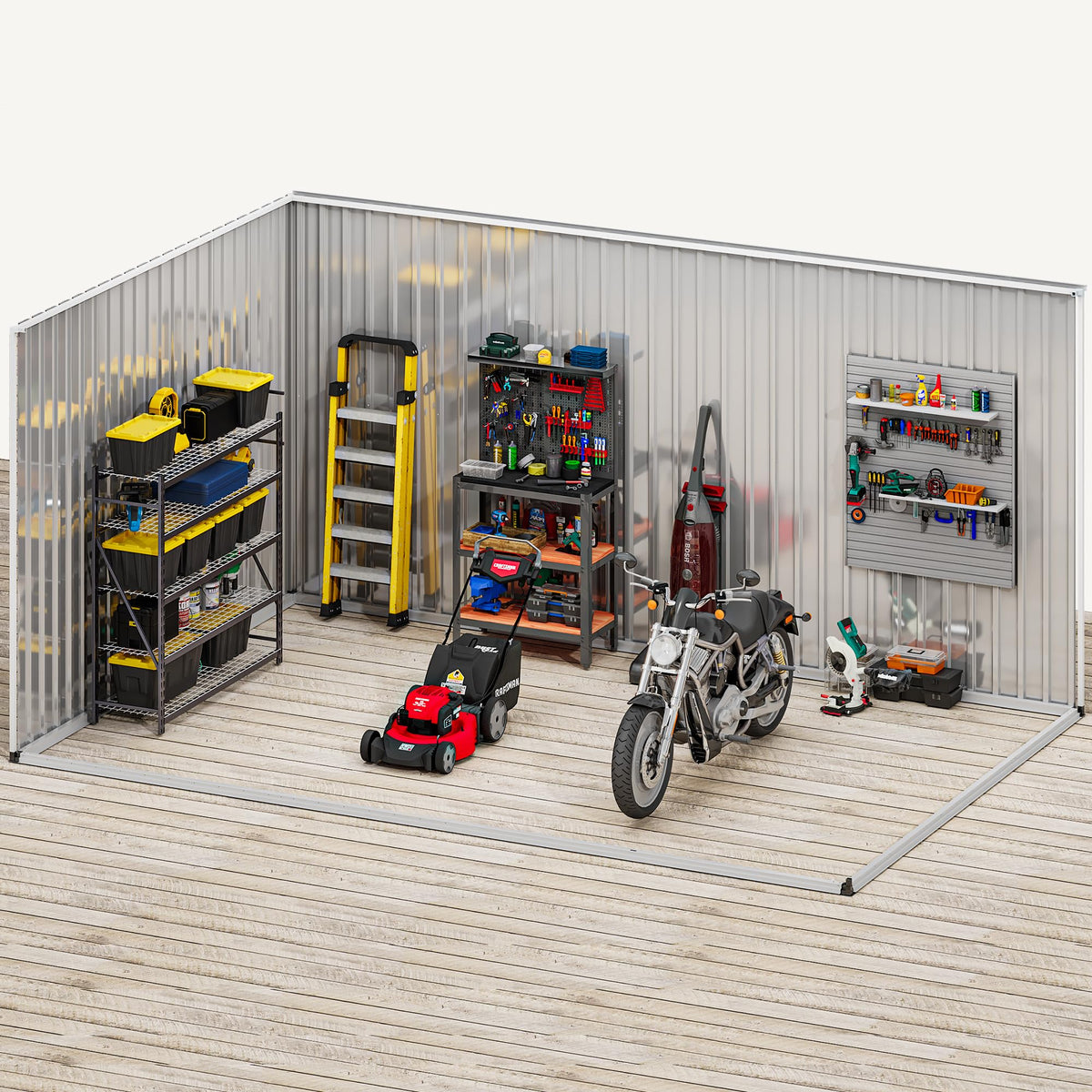 DWVO 12x8ft shed modular design enabling easy assembly.
