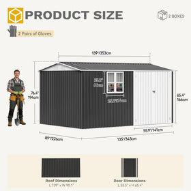 DWVO 12x8ft shed organized space for garden tools.