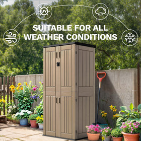 DWVO four-shelf design inside enables customizable storage for garden tools.