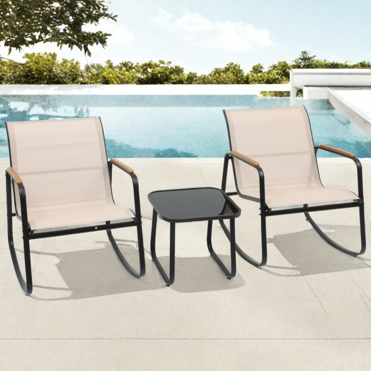 DWVO textilene seat detail highlights durable, weather-ready material.