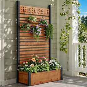 DWVO wooden fence panel privacy wall blends with nature while concealing clutter.