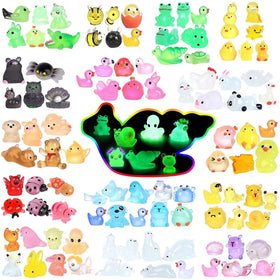 DWWPOO glow-in-the-dark mini resin animals for fairy garden decor and play.