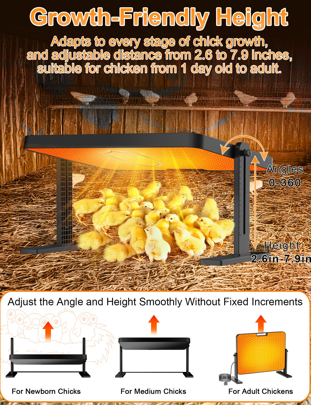 DXHAOSTET chicken brooder heat plate 360-degree angle adjustment adapts to chicks.