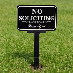 DXSIGN large no soliciting sign 14x10 inches for clear outdoor visibility.