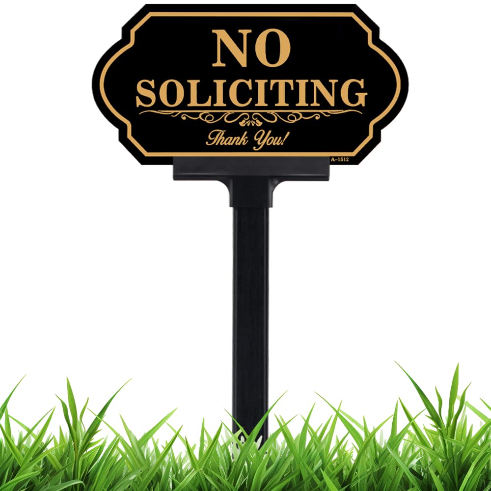 DXSIGN No Soliciting sign at front door; durable outdoor aluminum, ideal for entryways.