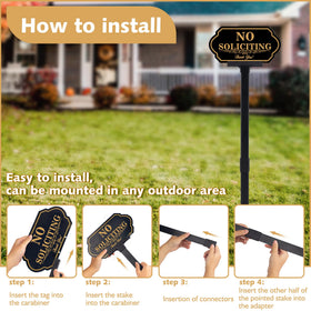 DXSIGN UV-printed No Soliciting sign close-up showing fade-resistant lettering.