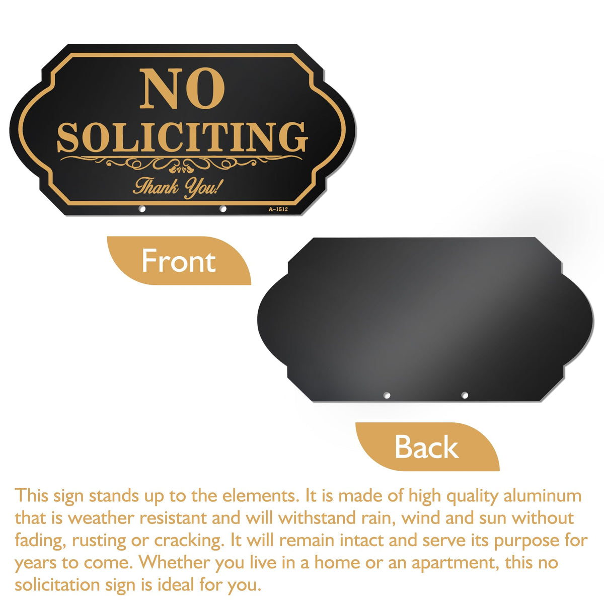 DXSIGN No Soliciting sign suitable for home or business properties and boundaries.