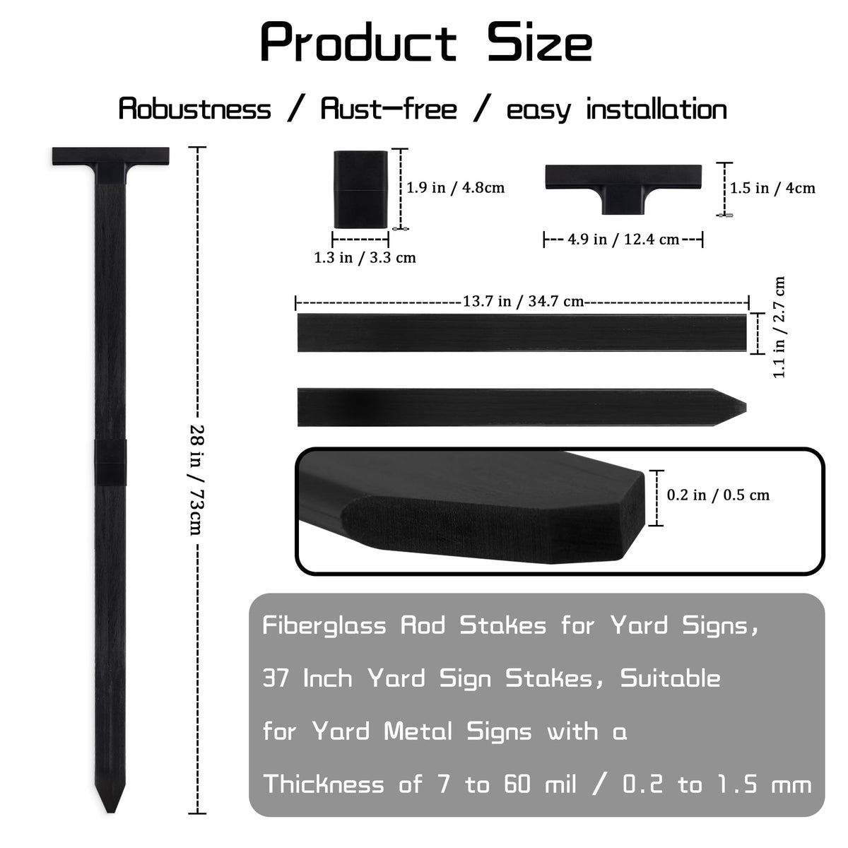 DXSIGN yard sign stake quick installation with top-clip design