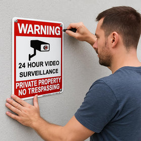 Dxyizus aluminum sign 24hr surveillance 10x14 for outdoor use.