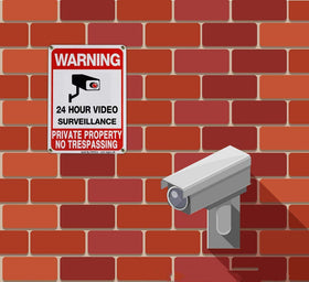 Dxyizus high visibility red and white trespassing sign.