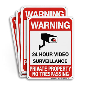 Dxyizus no trespassing sign with 24-hour surveillance for homes and businesses.