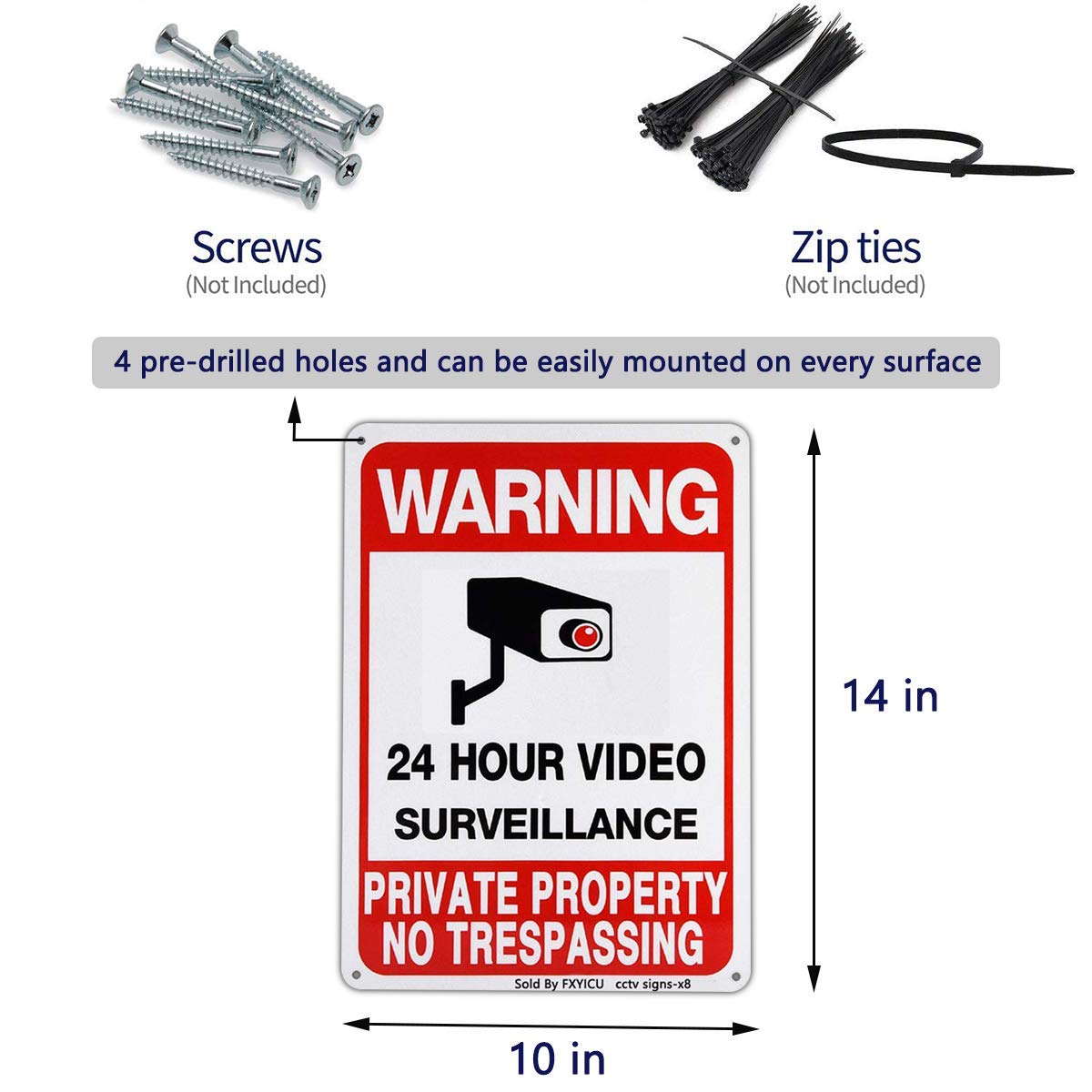 Dxyizus four pack property sign set for security.