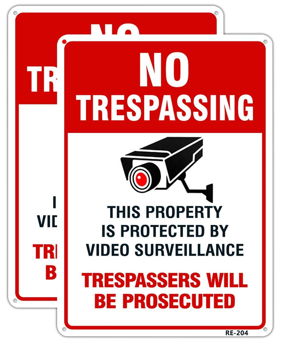 Dxyizus signs no trespassing sign with video surveillance icon deter intruders outdoors.