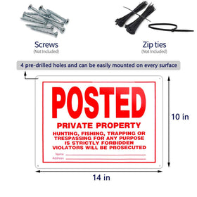 Dxyizus Signs pre-drilled holes simplify mounting on wood or wire.