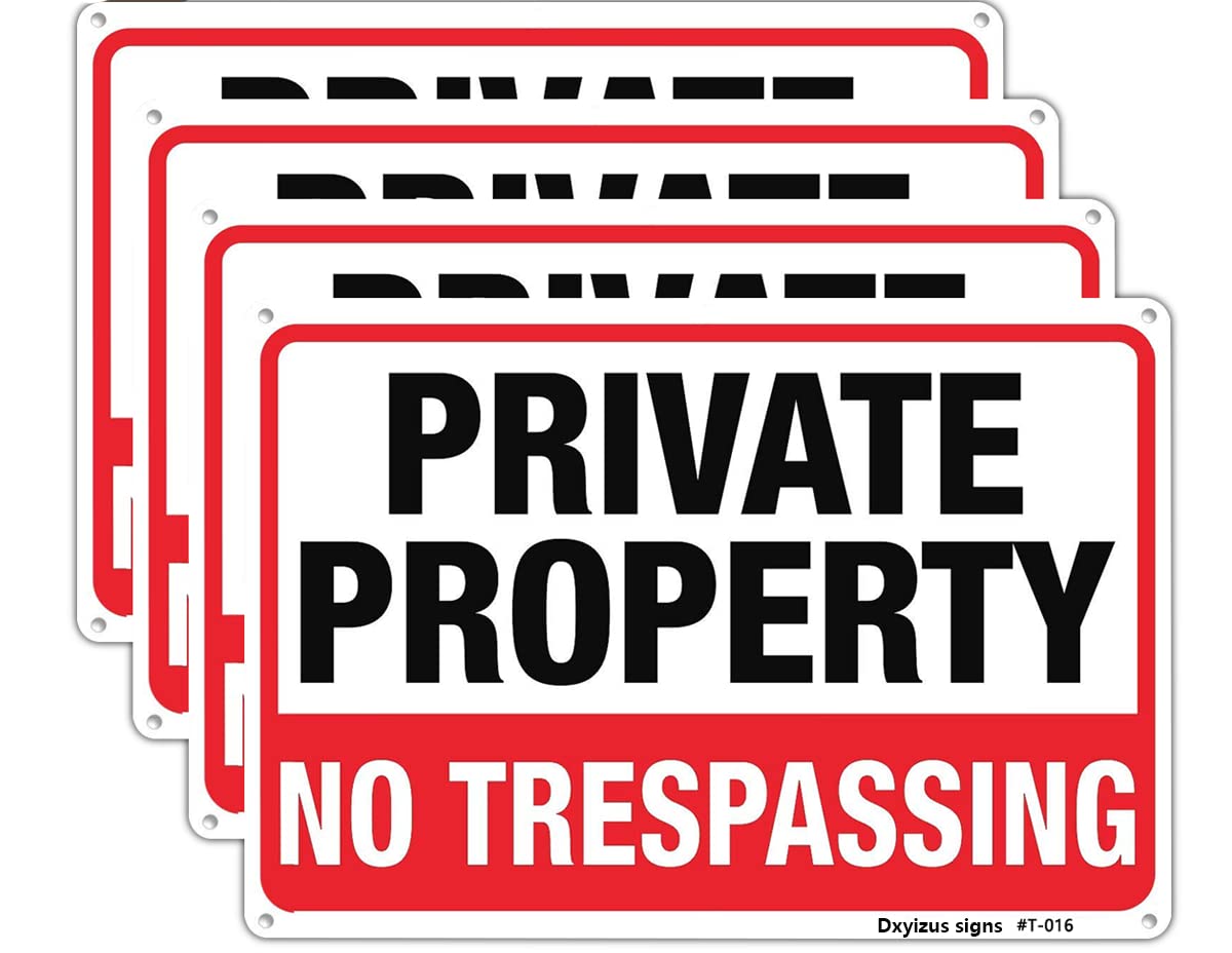 Dxyizus Signs no trespassing 10x14 aluminum sign deters intruders and lasts outdoors.