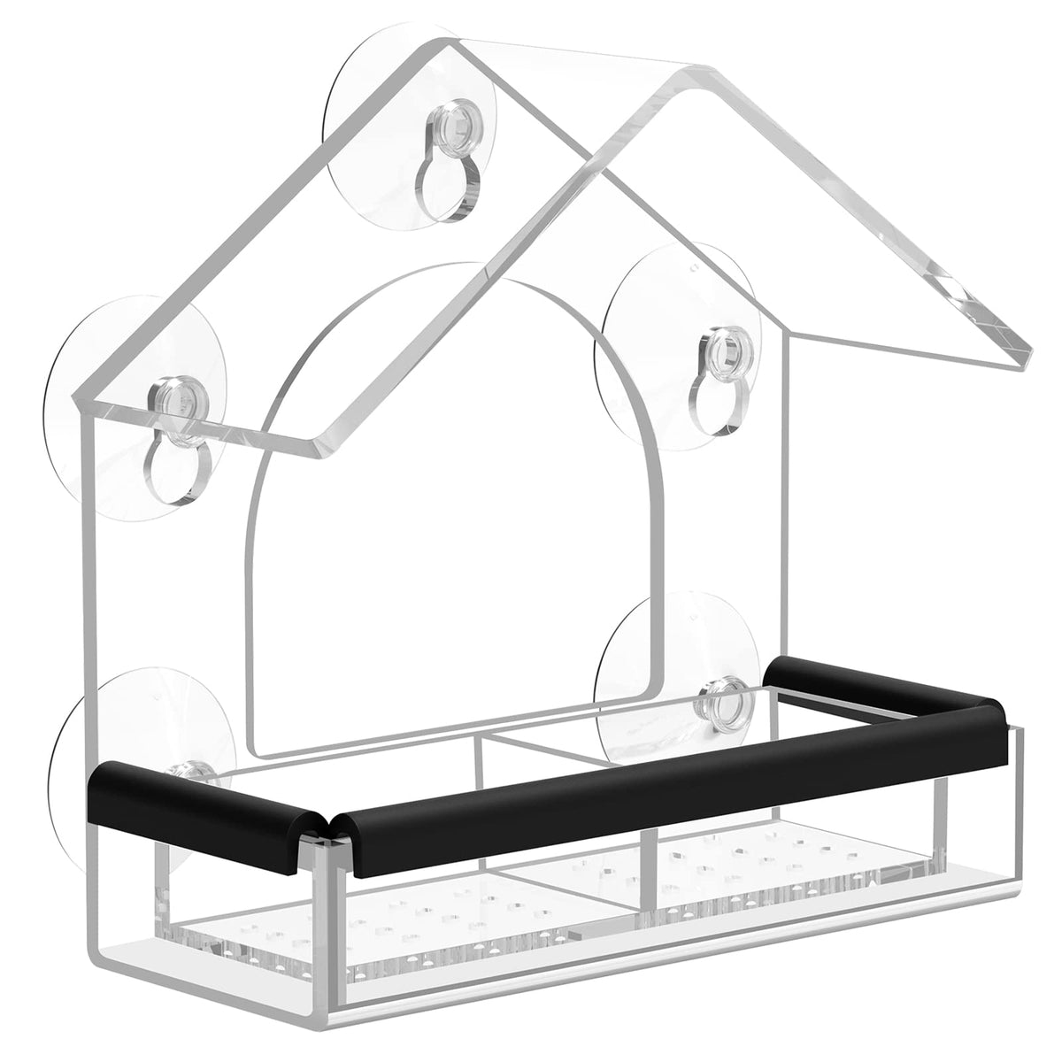 DY-SKTY clear window feeder on glass enables close up bird watching from indoors