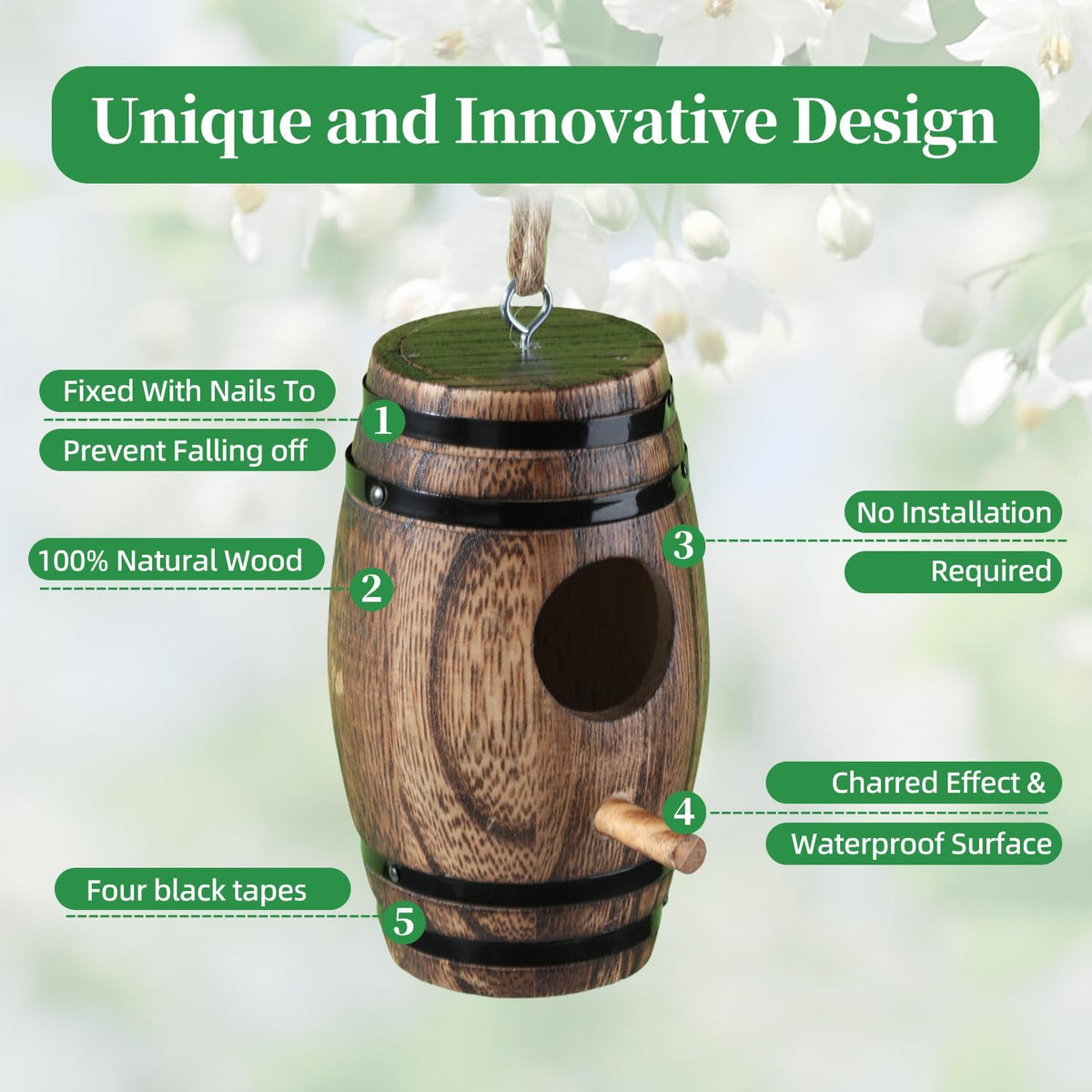 DY-SKTY hummingbird house hanging with ring for easy mounting