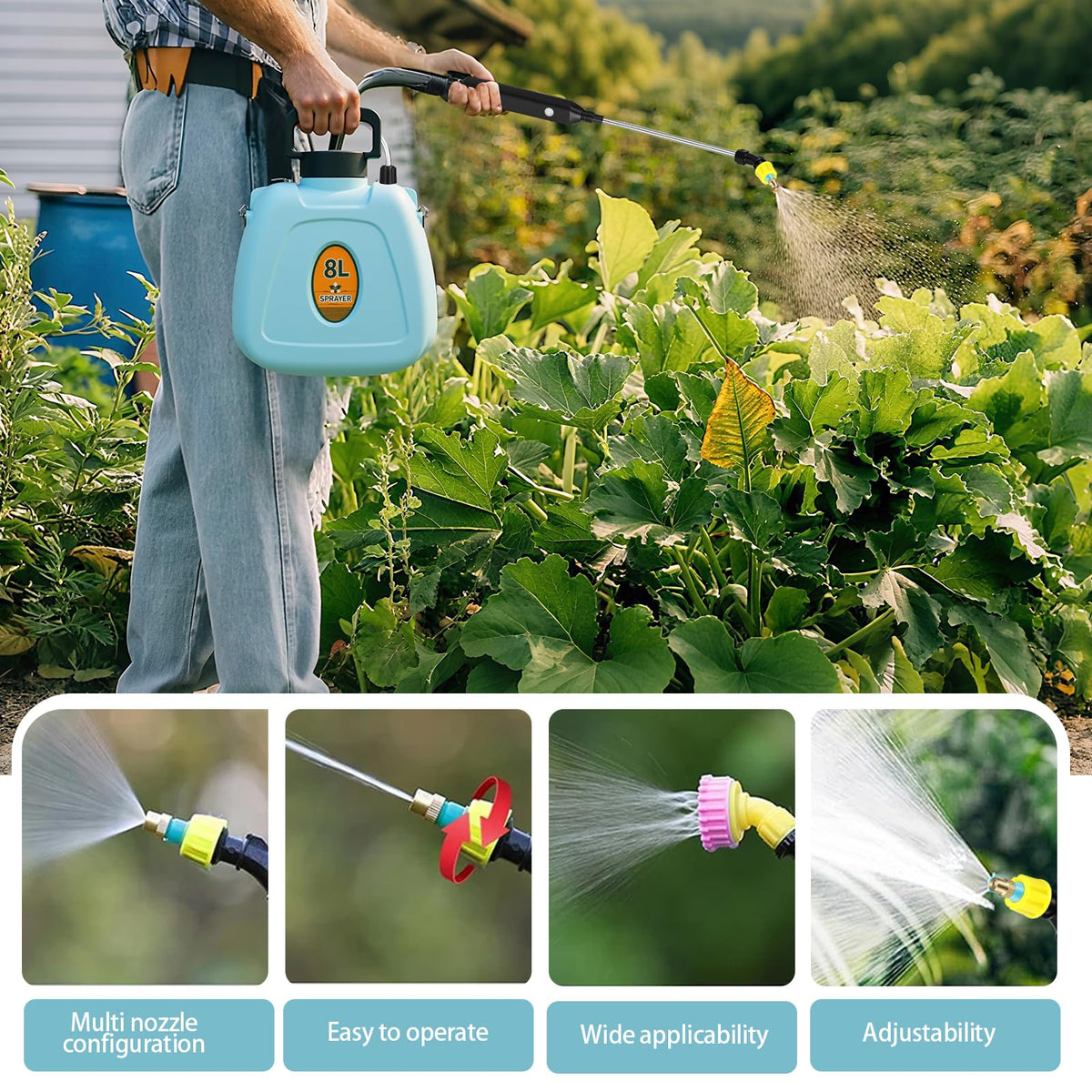 Dyale sprayer with extendable wand enables reach to hard-to-reach areas.