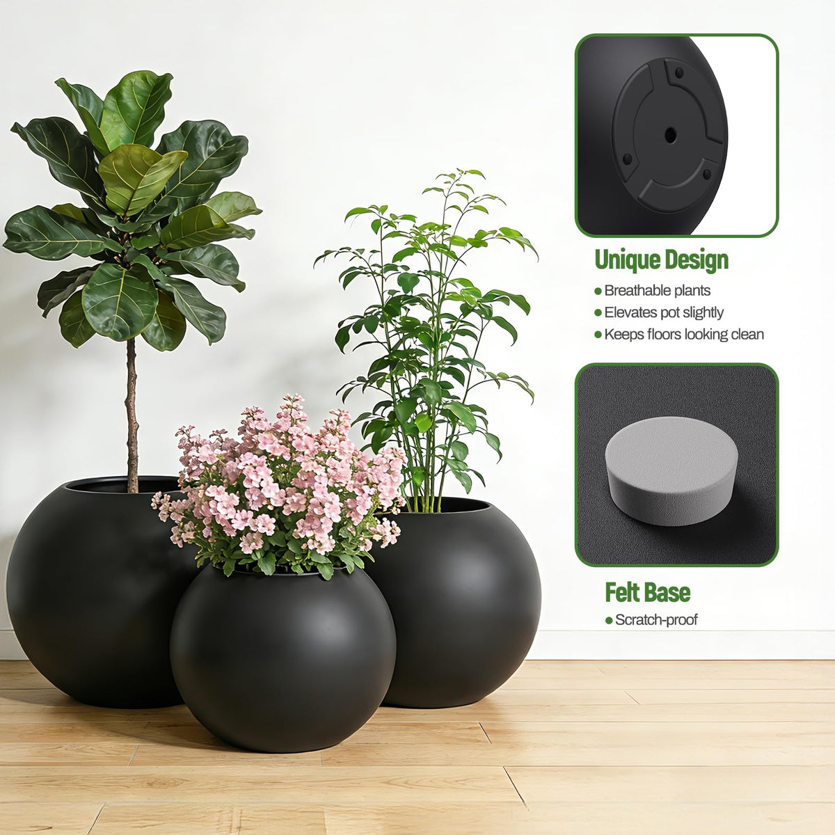 DYCYRQ planter features built-in drainage hole to support healthy root growth.