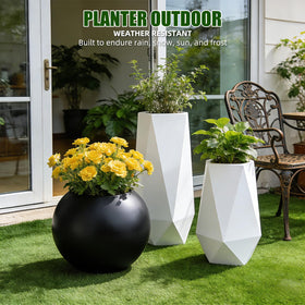 Sleek spherical shape elevates decor while remaining functional as a large pot.