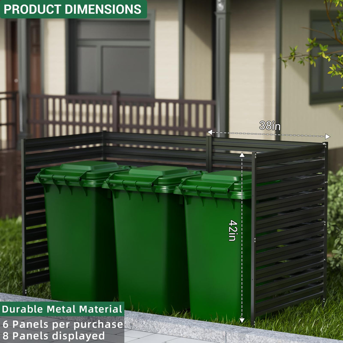 Dyemair three-panel outdoor fence conceals AC units while allowing airflow.